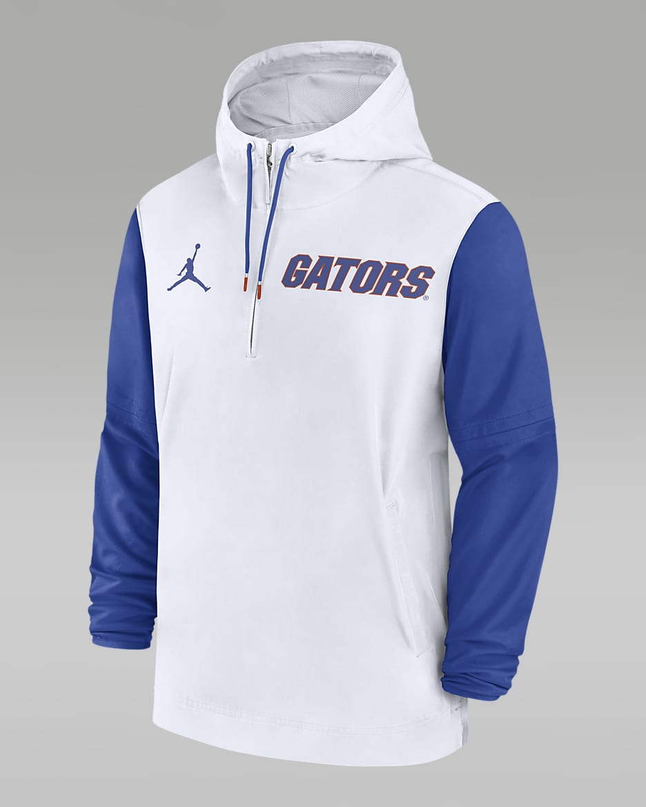 Florida Gators Sideline Pre Game Player Men s Jordan College 1 2 Zip Hooded Jacket. Nike